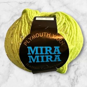 Plymouth yarn Mira Mira green and silver yarn skein wool color #2747 dye #38125